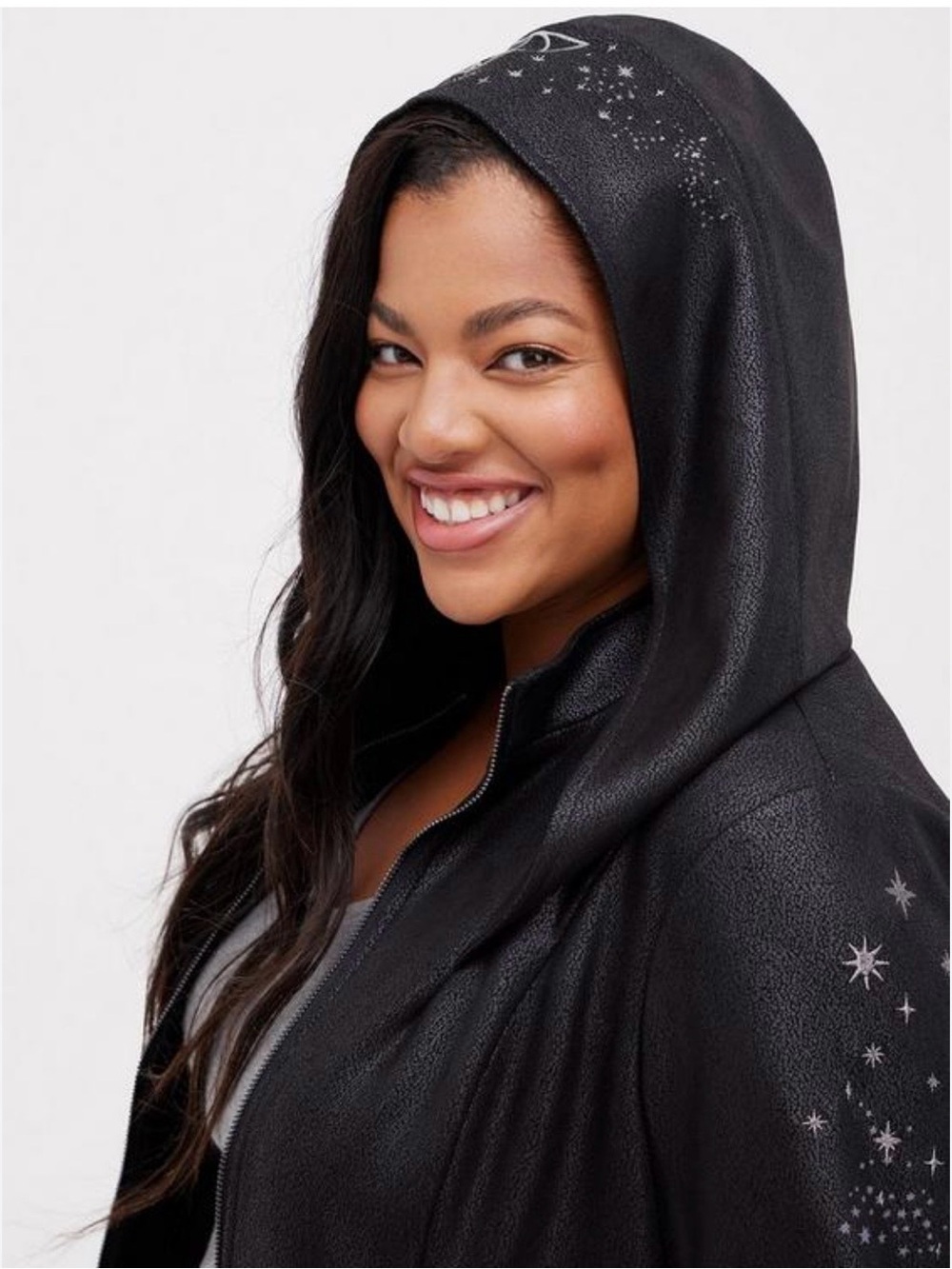 Torrid x Harry Potter ✨Faux Suede ✨ Black Embroidered Coat ✨ Size 1 (14/16) - Picture 16 of 17